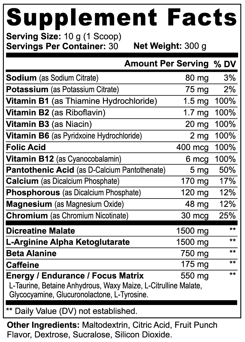 Cythiane Nitric Shock Pre-Workout Powder - Fruit Punch